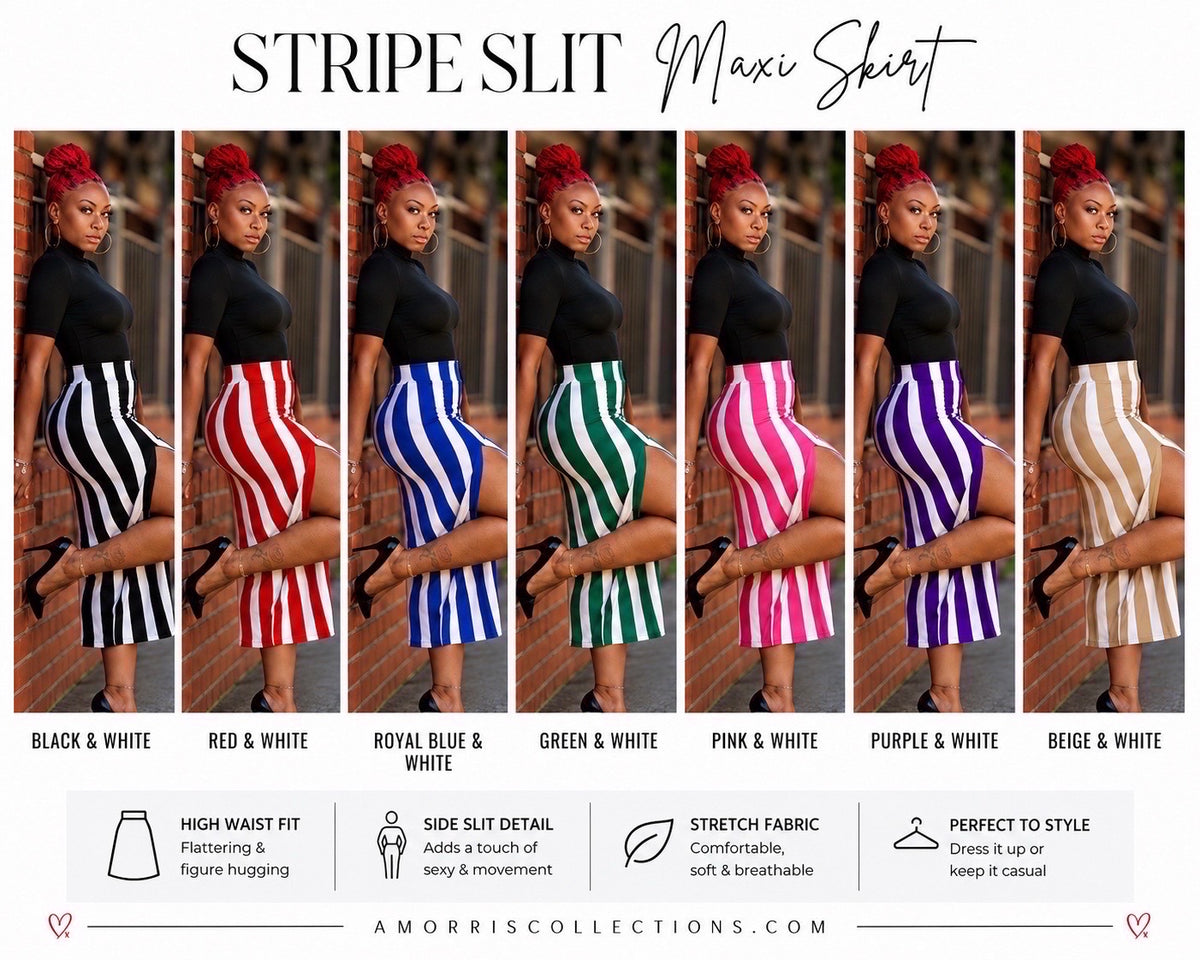 Stripe Slit Maxi Skirt