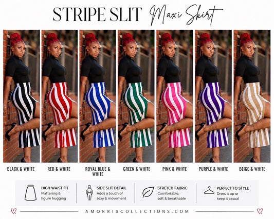 Stripe Slit Maxi Skirt