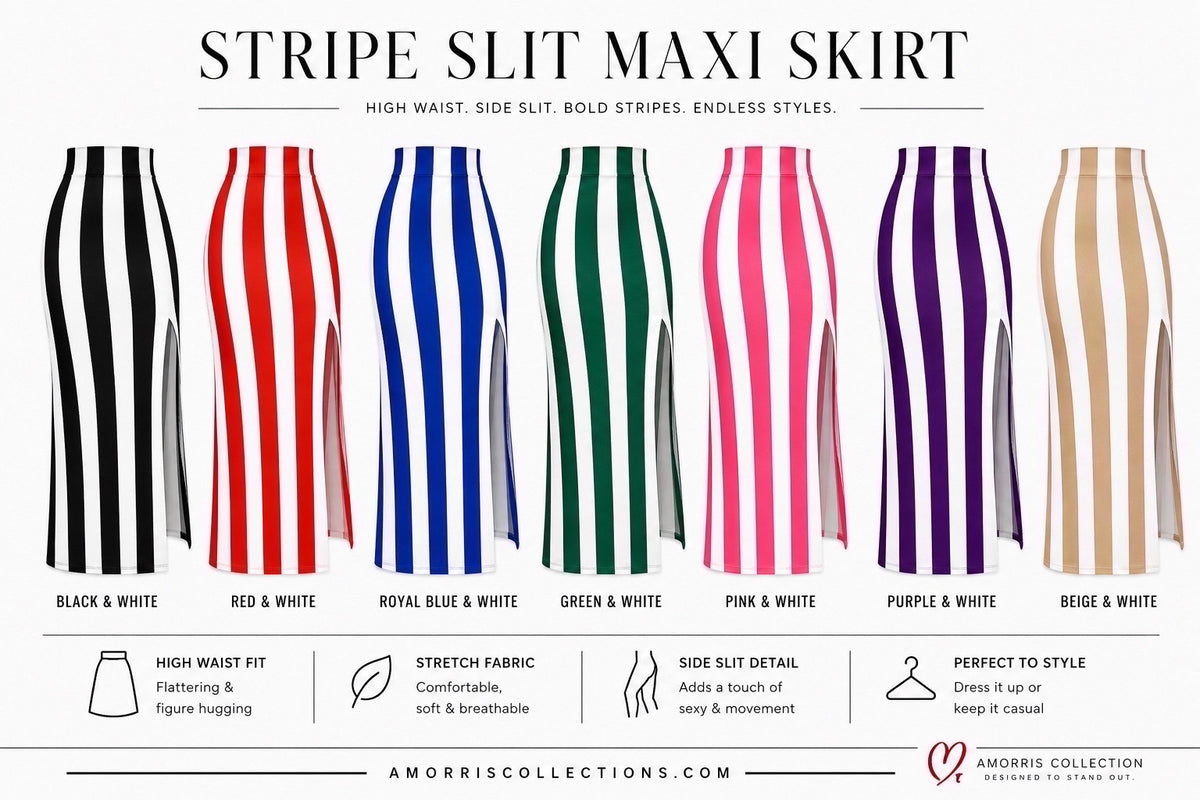 Stripe Slit Maxi Skirt