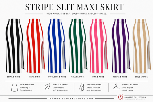 Stripe Slit Maxi Skirt