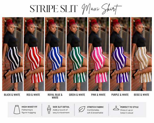 Stripe Slit Maxi Skirt